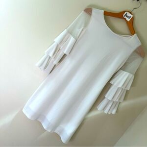 UDT fashion Un Deux Trois White Dress w/ Lining Mesh Shoulders Girls 12